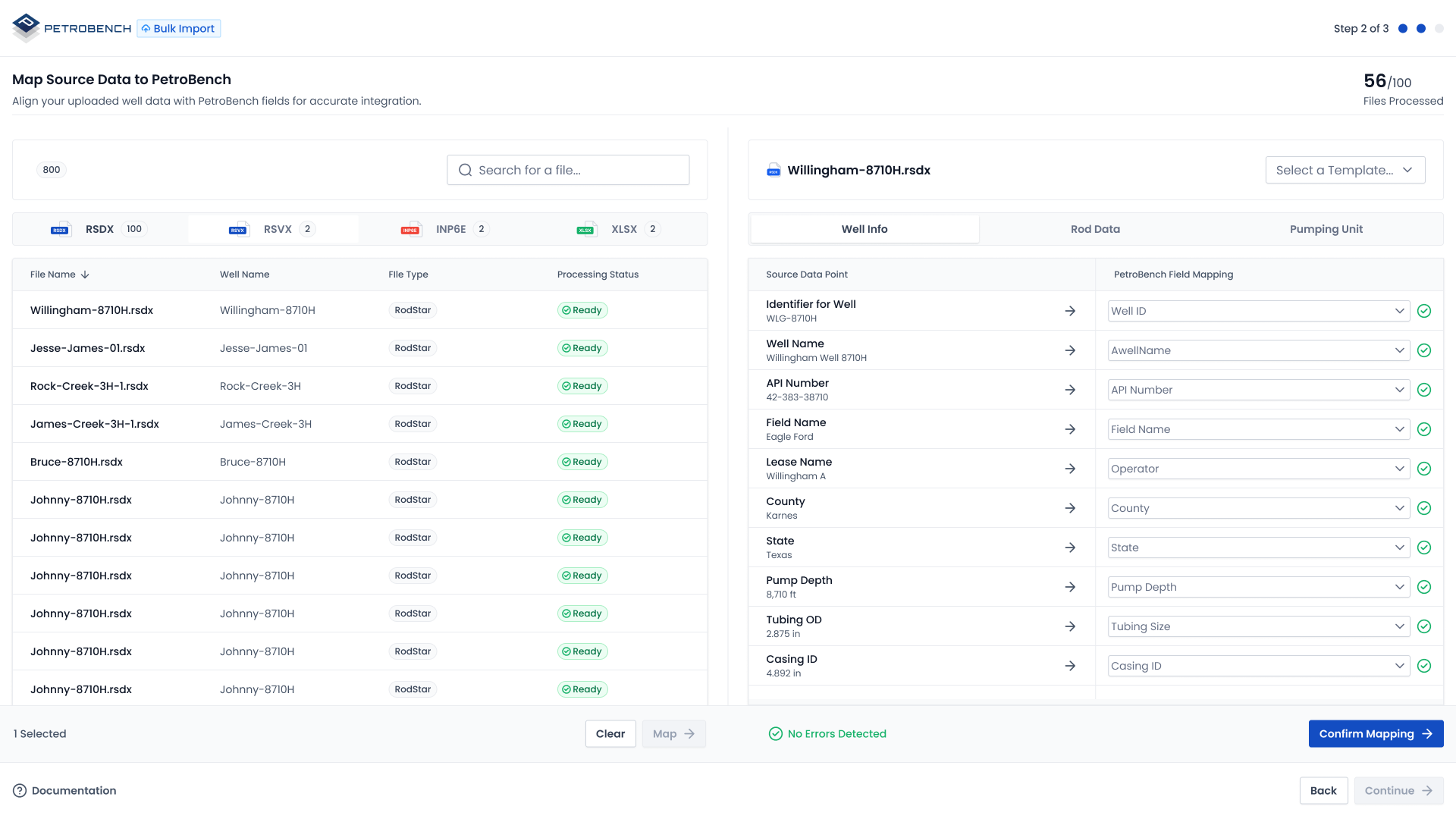 Screenshot: Legacy Data Import
